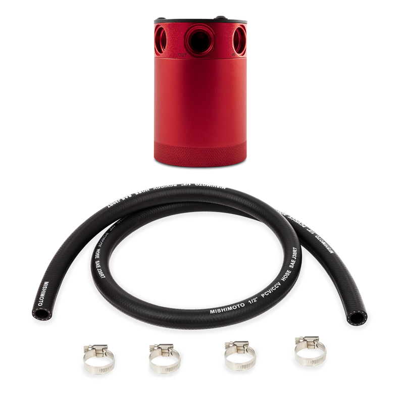 Mishimoto — Mishimoto Compact Baffled Oil Catch Can 3-Port - Red - view 5